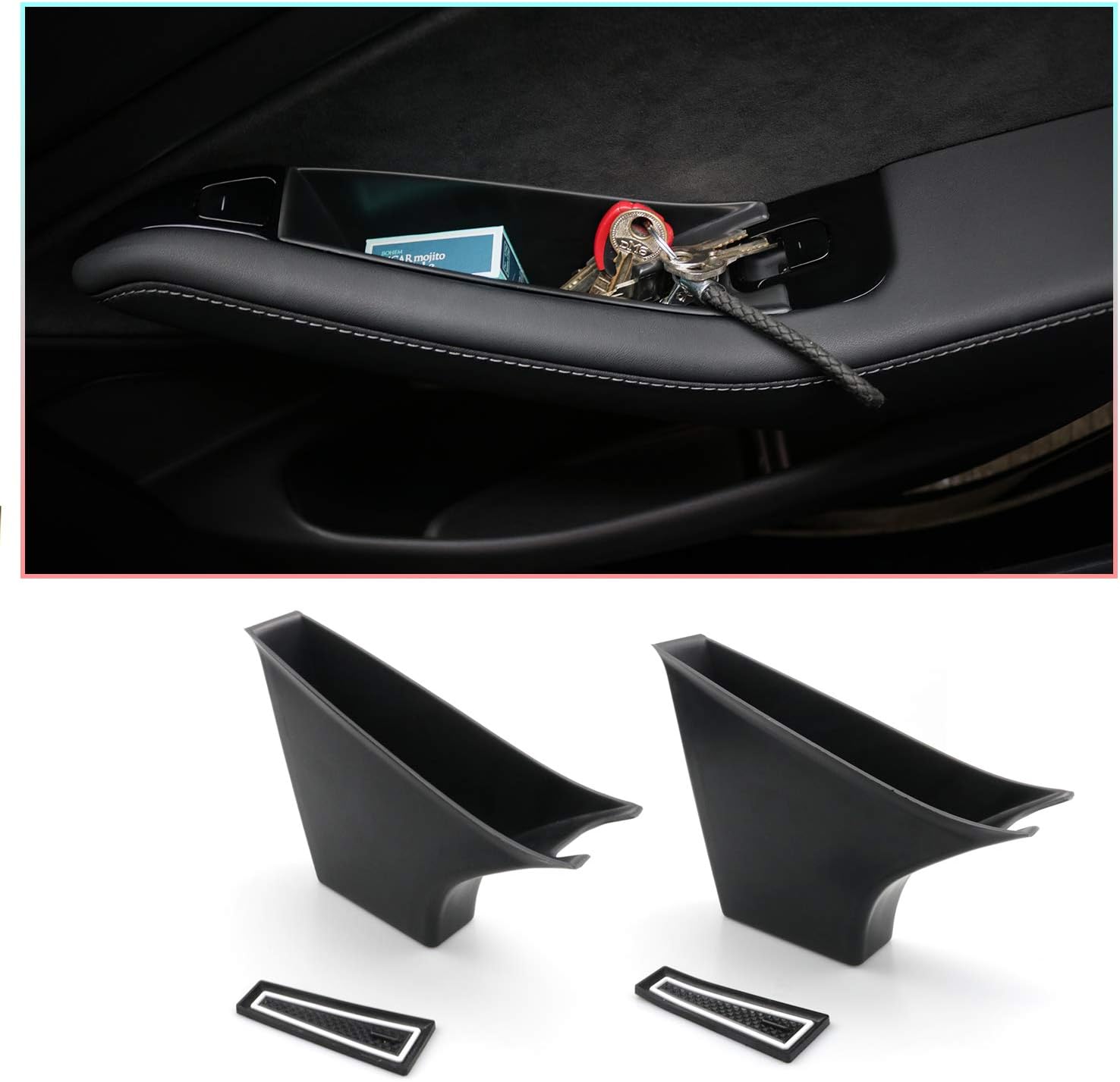 2 Pezzi Front CDEFG per Model 3 Auto Porta Maniglia Scatola di Immagazzinaggio Vassoio Portaoggetti Organizer accessori
