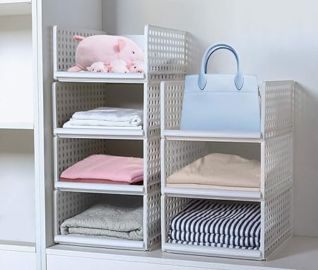 Wardrobe Storage Box 4 Pack Plastic Wardrobe Organizer Stackable