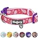 Blueberry Pet 5 Patterns Soft & Comfy Paisley Flower Print Girl Neoprene Padded Dog Collar, Hot Pink, Medium, Neck 14.5