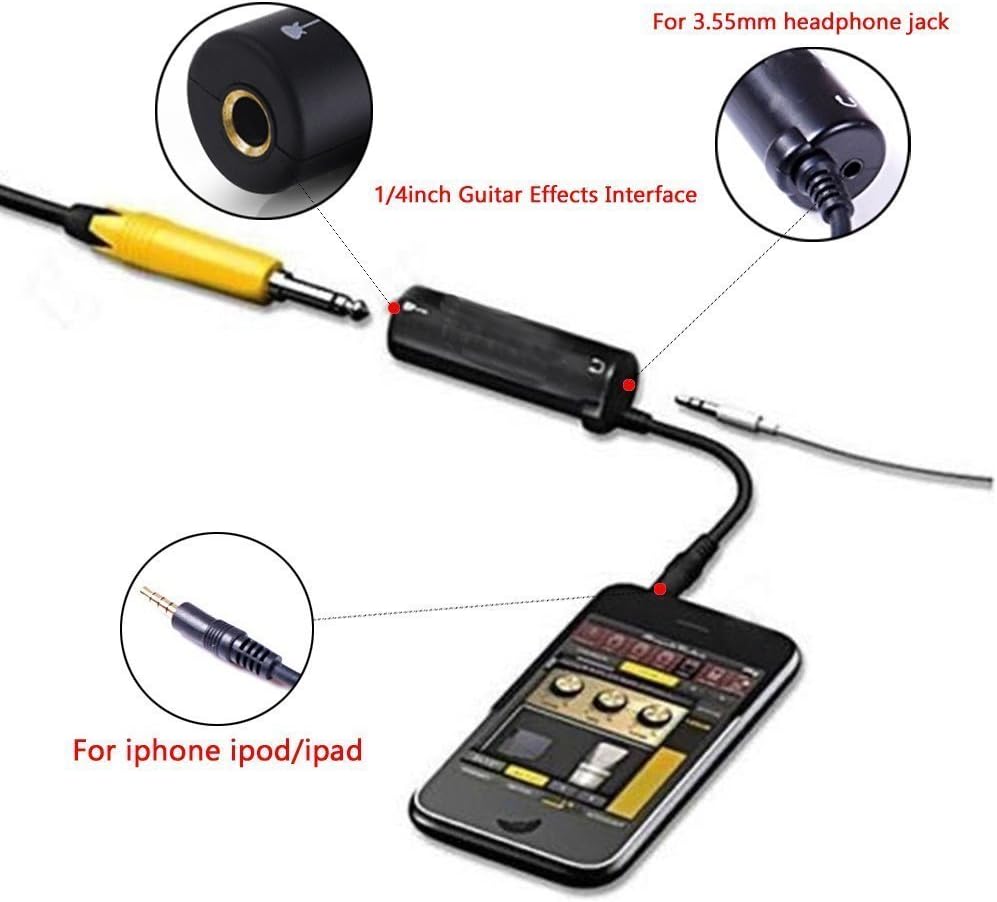KJLM Guitar Adapter Interface Converter for iPhone/iPad/iPod Touch, Minimalist Style, 3.5mm Plug, 2-Channel, 48kHz - Image 3