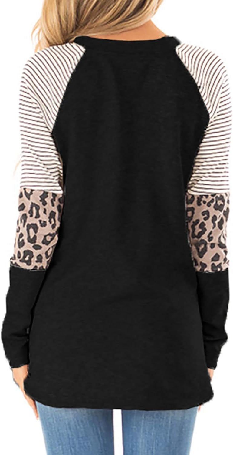 Malaven Womens Casual Color Block Long Sleeve Pullover Tops Loose Lightweight Tunic Shirt at  Women’s Clothing store