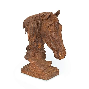 Antikas Pferdekopf Skulptur Fur Pfosten Und Mauerpfeiler Gartendeko Pferd Eisen Rost Fur Weihnachten