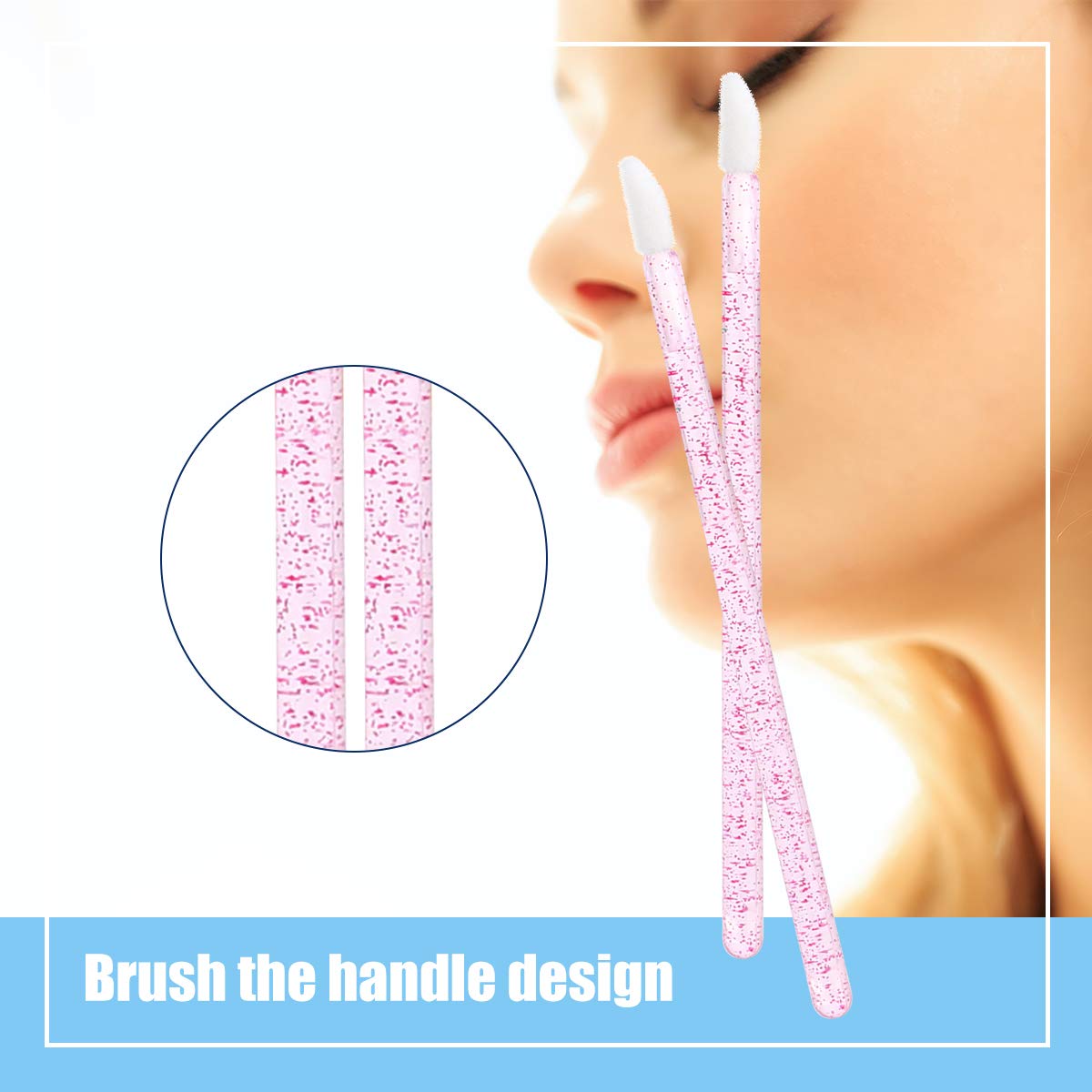 Elisel 100 Pcs Disposable Crystal Lip Brushes Make Up Lip Brushes Lipstick Lip Gloss Wands Eyeshadow Brushes Applicator Tool Makeup Beauty Tool Kits (Rose): Beauty