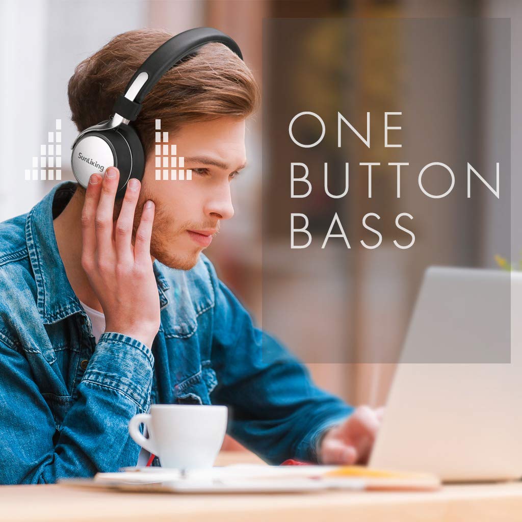 Sunliking Wireless Active Noise Canceling Bluetooth Headphones with Mid HI-FI Deep Bass, CD-Like Audio, On Ear Fashion Headphones Up to 18 Hours Playtime Foldable Headset for Airplanes Travel Work TV Tablet PC and More