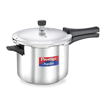 TTK Prestige Popular Induction Base Stainless Steel Pressure Cooker, 5 Liters, Silver