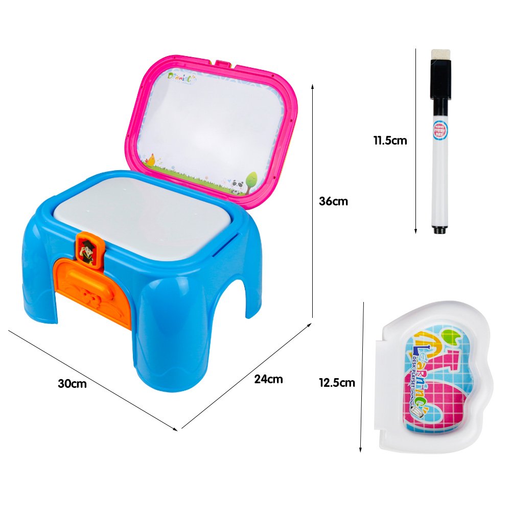 Jun Feng Long Magnetic White Board with Storage Box Chair Drawing Games Magnetic Letters, Numbers 3 in 1 Portable Chair