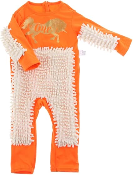 Fenteer Grenouillere Unisexe Pour Bebe Garcon Fille Polissage Sols Nettoyage Serpillere Combinaison Automne Hiver Enfant Rampant Orange Beige 90cm As Described Amazon Fr Bebes Puericulture