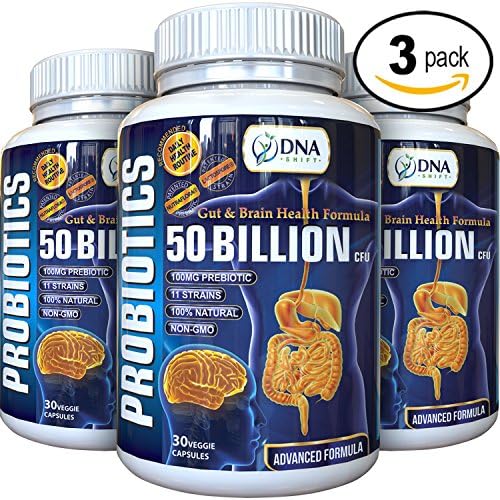 DNA Shift® 50 Billion CFU Probiotics for Men and Women - 11 Live Strain Probiotic + Prebiotic Supplement - Best for Gut Flora and Digestive Health - Perfect Natural Biotic (3-Pack)
