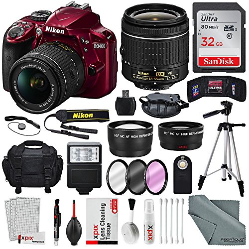 Nikon d3400 with 18-55mm f/3.5-5.6g vr lens, 32 gb sdhc…