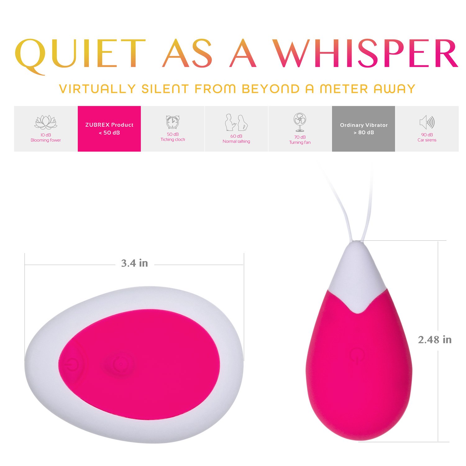 Zubrex Rechargeable Wireless Remote Through - Wall Controlled Egg Kegel Ball Silicone for Women or Personal Use