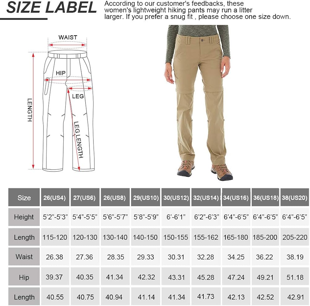 Women's Hiking Pants Quick Dry Convertible Stretch Lightweight Outdoor UPF 40 Fishing Safari Travel Camping Capri Pants: Clothing