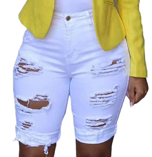 white knee length jeans