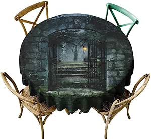 Wendell Joshua Mantel redondo de vinilo de 48 pulgadas gótico, imagen