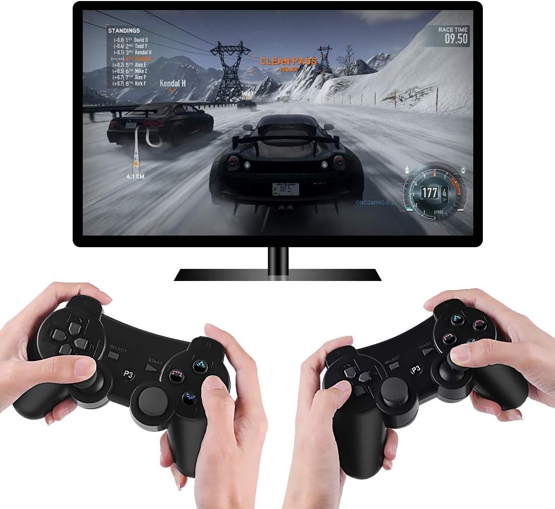 Kolopc 2 Packs Wireless Controller Gamepad Remote for PS3 Playstation 3 Double Shock - Bundled with USB Charge Cord (Clear Blue and Clear Green): Computers & Accessories