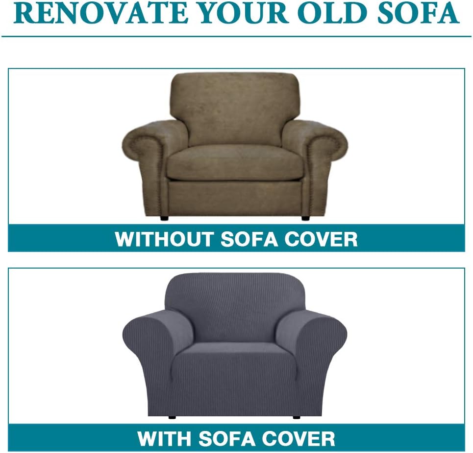 Skid Proof Sofa Covers Stylish Furniture Cover Armchair Slipcover for Moving Jacquard Spandex Couch Covers, Form Fitted Stretch Chair Covers Couch Slip Sofa Covers (Chair, Grey): Home & Kitchen