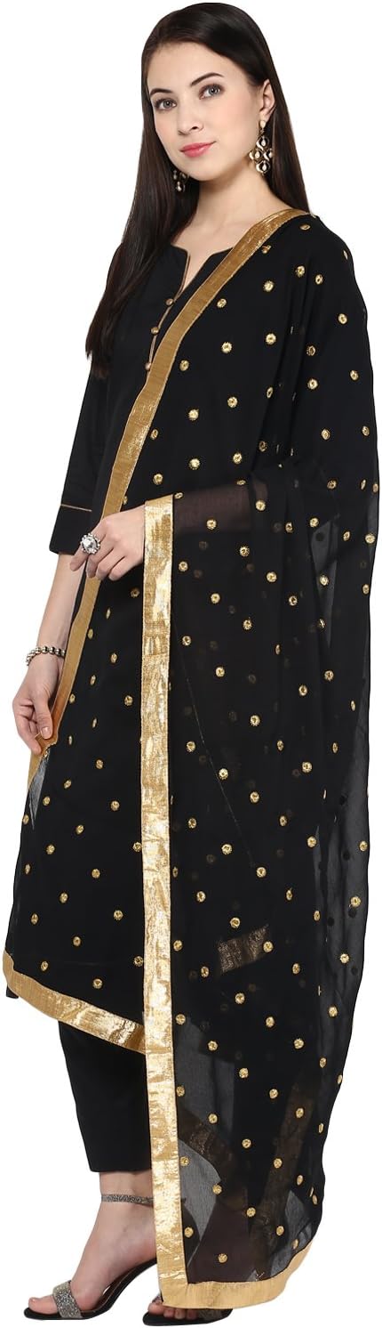 Dupatta Bazaar Woman's Embroidered Chiffon Dupatta Scarf Shawl Wrap Soft