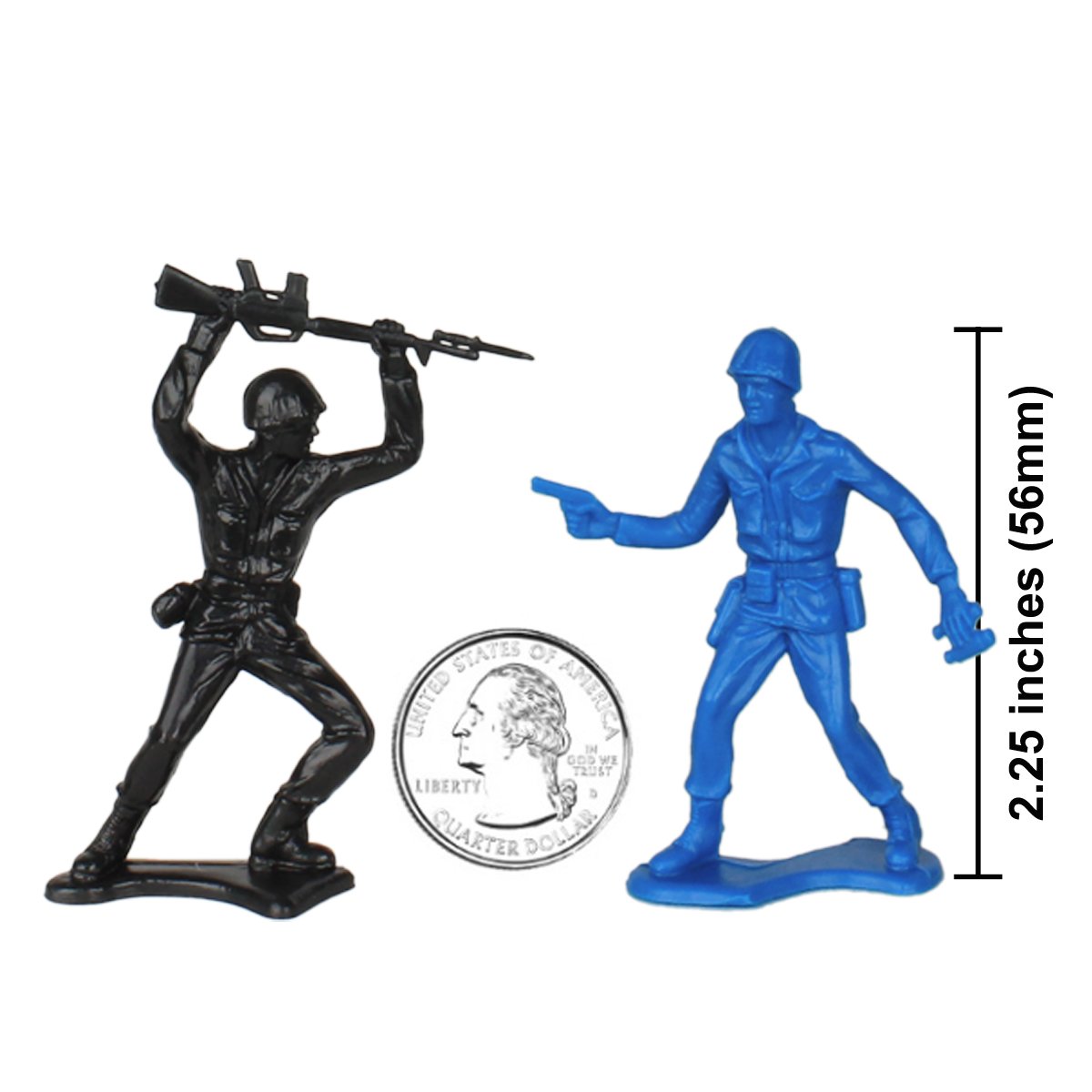 TimMee Plastic Army Men Black vs Blue 96pc Soldier Figures Made in