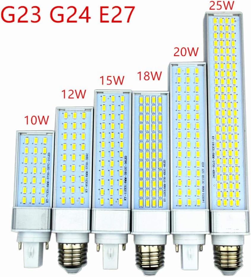 Landia 10W 12W 15W 18W 20W 25W E27 G24 G23 LED Corn Bulb Lamp Light SMD 5730/5630 Spotlight 180 Degree AC85-265V Horizontal Plug Light,G24,Cold White