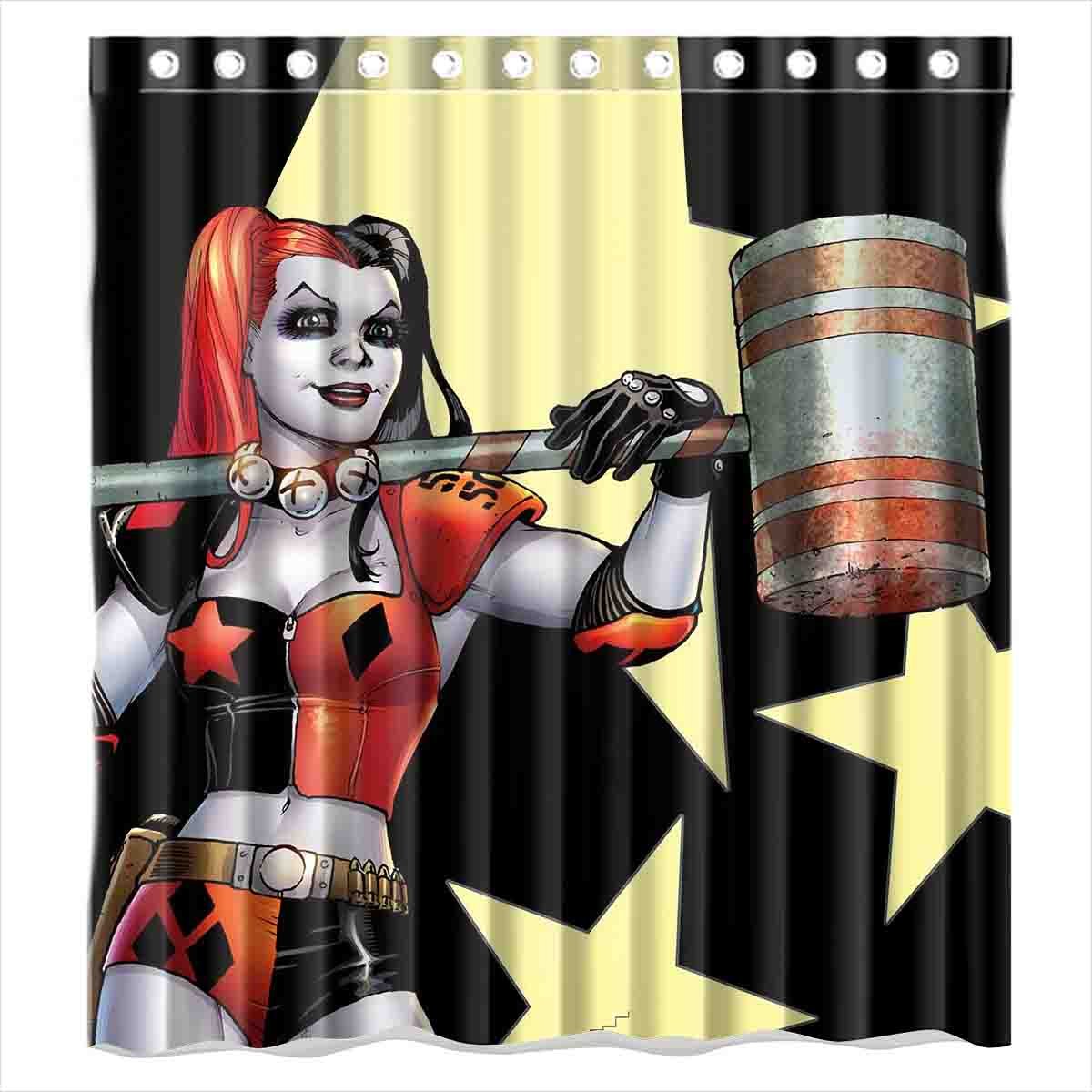 Custom Anime Harley Quinn Waterproof Bathroom Shower Curtain