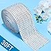 Silver Diamond Flower Shape Mesh Wrap Roll Faux Rhinestone Crystal Ribbon for Event Decorations, Wedding Cake, Bridal & Party Decorations Acrylic Bling Rhinestone Roll (1 Roll, 12 Row,30 ft) (Square)