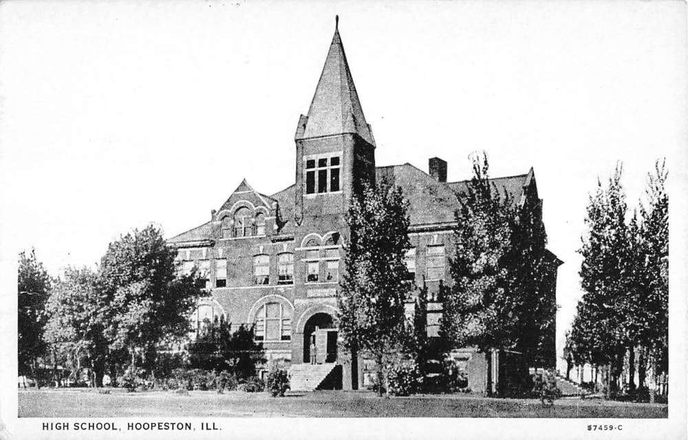 Hoopeston Illinois High School Street View Antique Postcard K10164 at