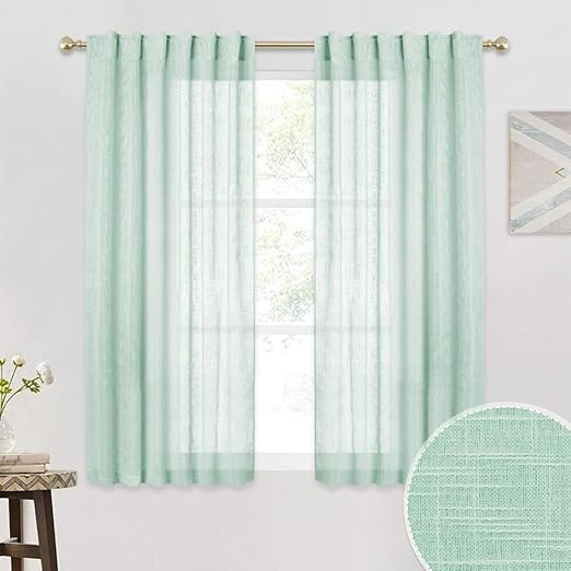 Amazon Com Ryb Home Linen Curtains Sheer Back Tab Rod Pocket