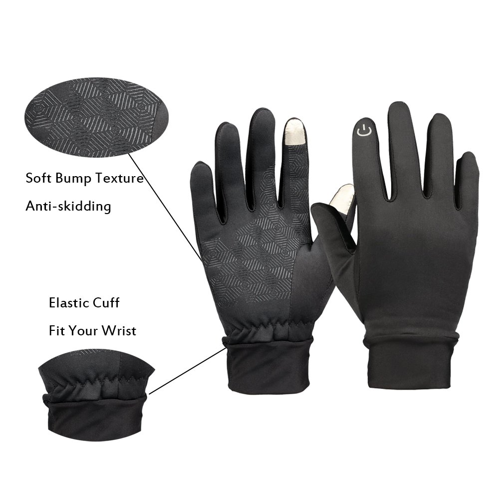 Winter Touch Gloves,FOISON Outdoor Warm Comfortable Washable Anti-skidding Gloves for Women and Men(Black-L)