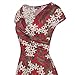oxiuly Women's Criss-Cross Necklines V-Neck Cap Sleeve Floral Casual Work Stretch Swing Summer Dress OX233 (M, Burgundy F)