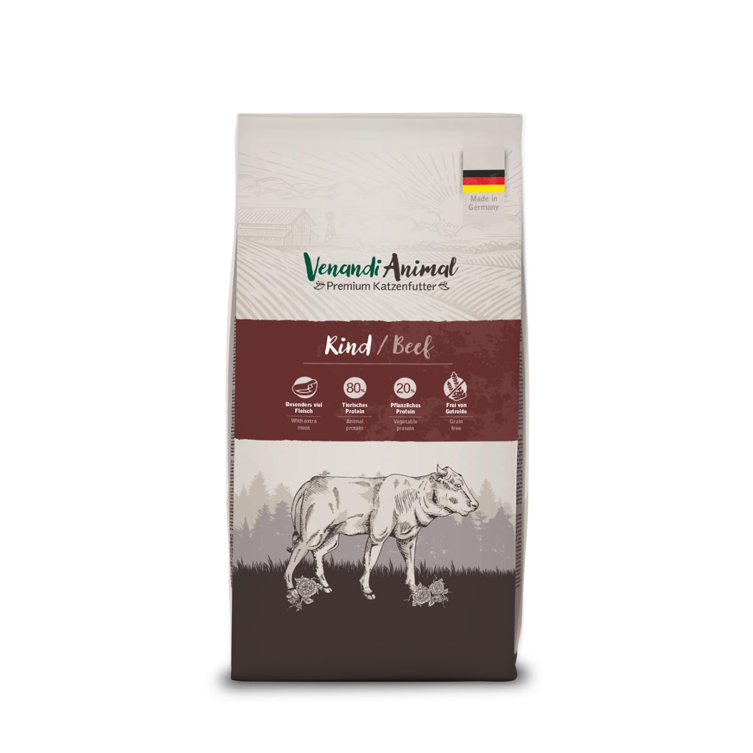 Venandi Animal Premium Cat Food, Beef, with Plenty of Fresh Meat, Dry Food, Grain-Free, Pack of 1 (1 x 1.5 kg)