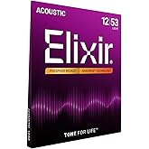 Elixir Strings Acoustic Phosphor Bronze Strings NANOWEB Coating, 6-String, Light