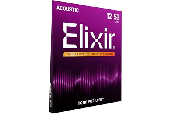 Elixir 16052 Phosphor Bronze Nanoweb Coating Acoustic Guitar Strings - Light 12-53
