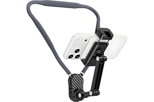 JIAONASHIJIA Clip Neck Phone Holder, POV/Vlog Recording Selfie Hand Free Neck Mount, Cooking/Riding Video Fliming, Anti-Shake