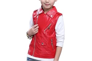 POZAMA Boys Girls Faux leather Vest Jacket Kids Motorcycle Vests Joker Dress Coat 3-12Years