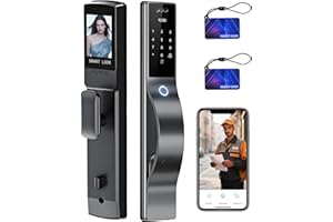 TianfuSpanda 3D Face Recognition Door Lock with Lockbody, Video Smart Lock with Camera&Doorbell, Front Door Keyless Entry Lock, WiFi&Tuya APP Control/Fingerprint/IC Card/Password/Keys
