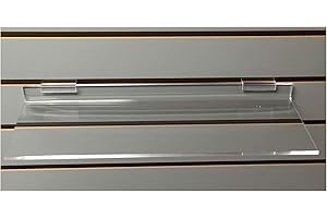 ExecuSystems Clear Acrylic Slatwall Shelf 16 Inches Wide x 6 Inches Deep for Retail Display or Home Use