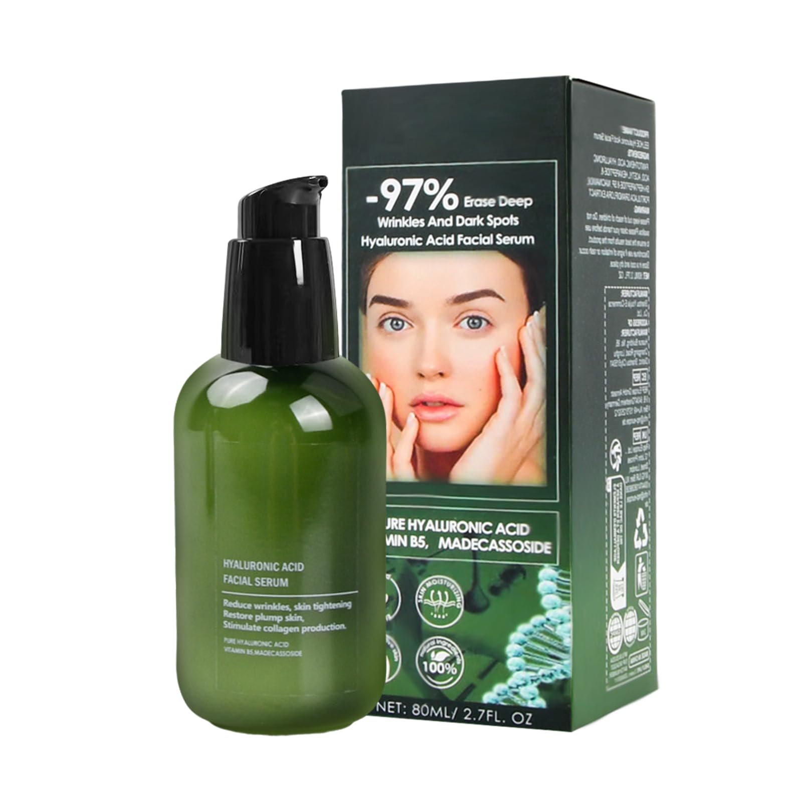 Fubsta Skin Firming Rejuvenating Serum, Fubsta Hyaluronic Acid Facial Serum for All Skin Types, Lifting and Firming, Refreshing And Non-Sticky, Reducing Wrinkles and Fine Lines, 80ml