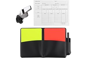 Soccer Referee Card Sets and Coach Referee Stainless Steel Whistles with Lanyard,Red Yellow Cards with Notebook and Pencil,Re