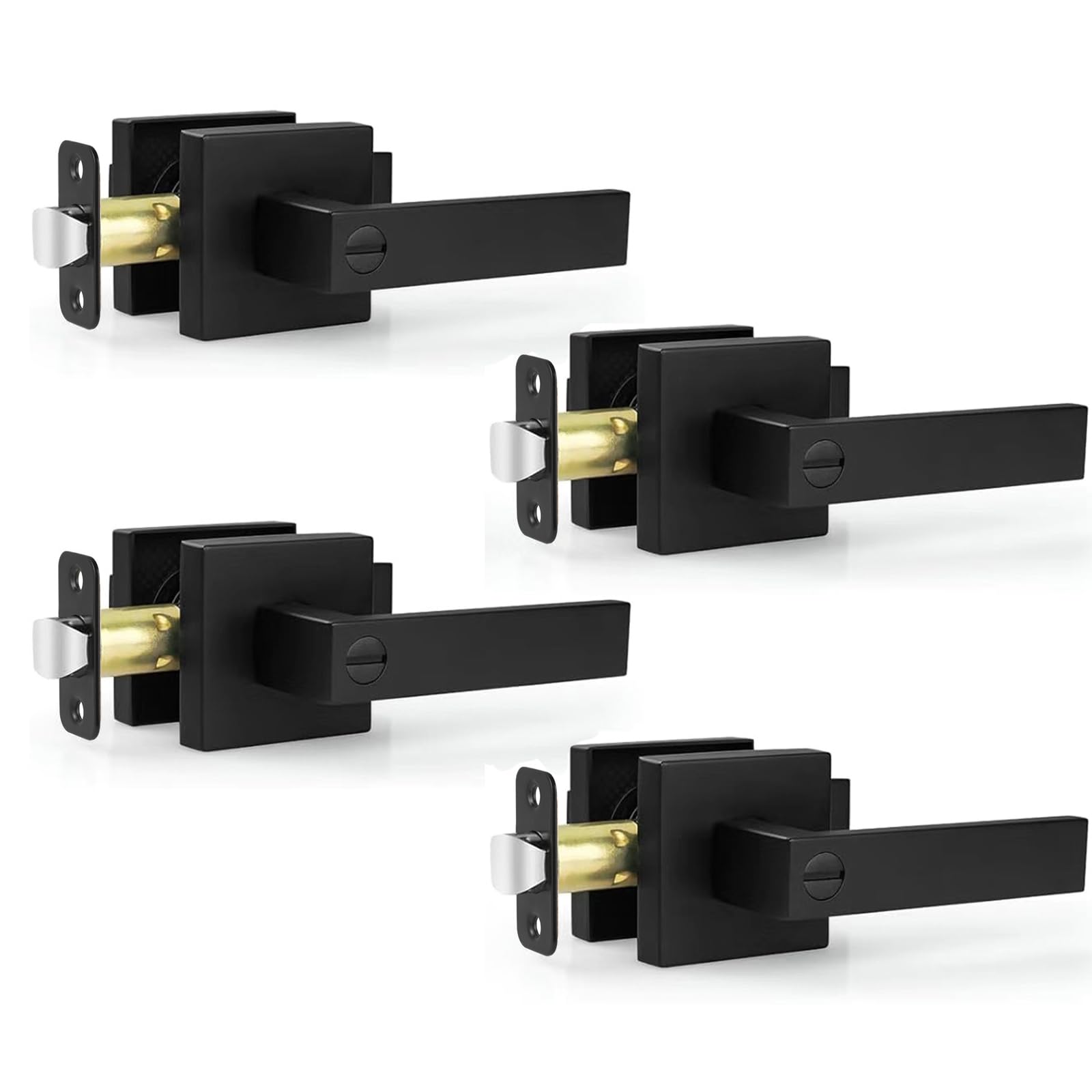 Photo 1 of Estmoon 4 Pack Black Door Handles - Interior Door Knobs with Lock for Bedrooms, Keyless Privacy Door Levers, Heavy Duty Zinc Alloy 2.07 lb Door Lever Set for Bedrooms Bathrooms