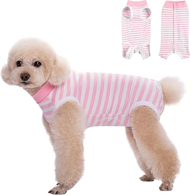 FEimaX Dog Surgery Recovery Suit Pink M - Postoperative Bodysuit for Pets