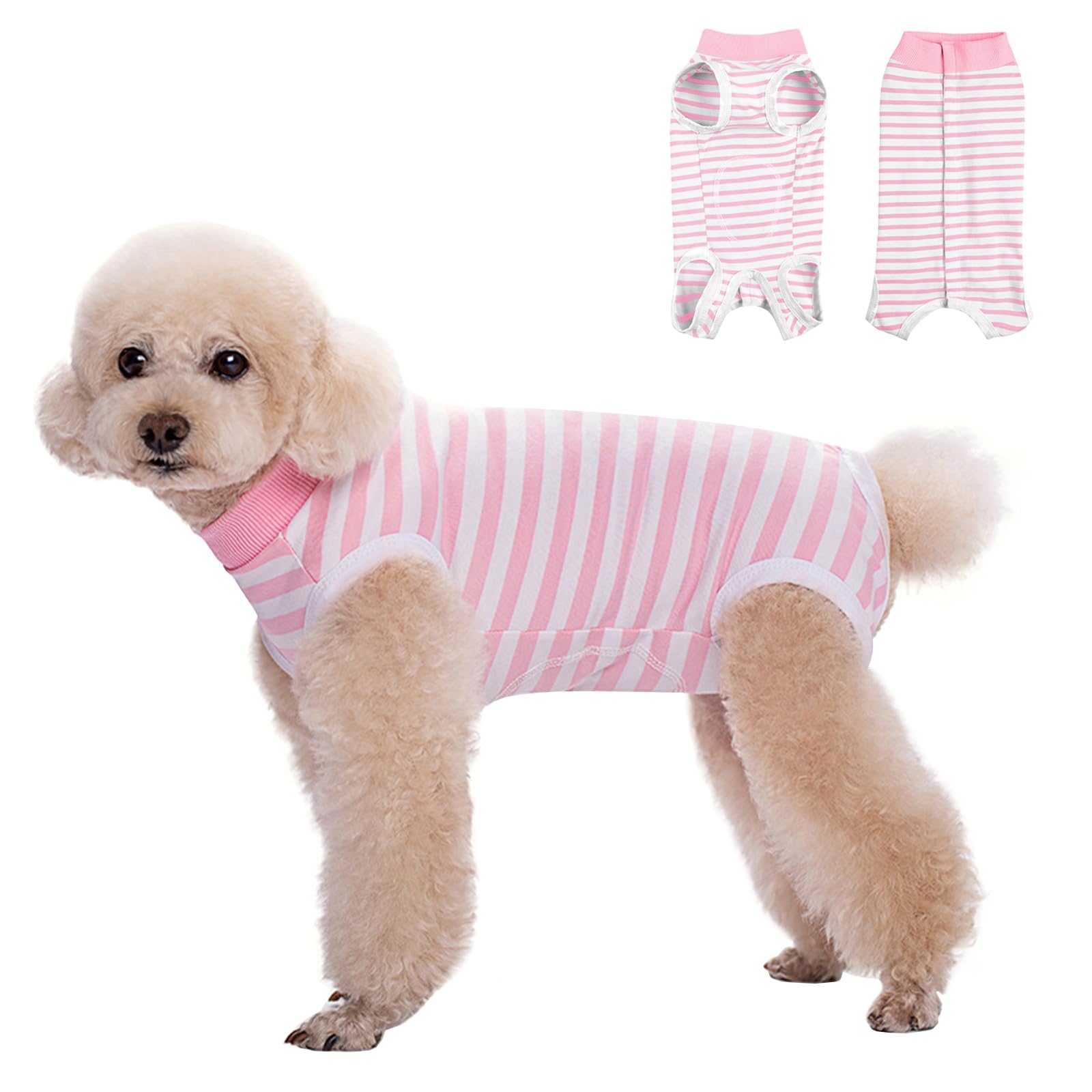 FEimaX Dog Surgery Recovery Suit, Pet Surgical Suit Recovery Suit after Surgery for Female Male Dogs, Cone E-Collar Alternative, Puppy Onesie Bodysuit for Small Medium Dog Cat (Pink, L)