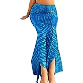 Zoestar Mermaid Long Skirt Beach Fish Scale Skirts Party Club Costume for Women