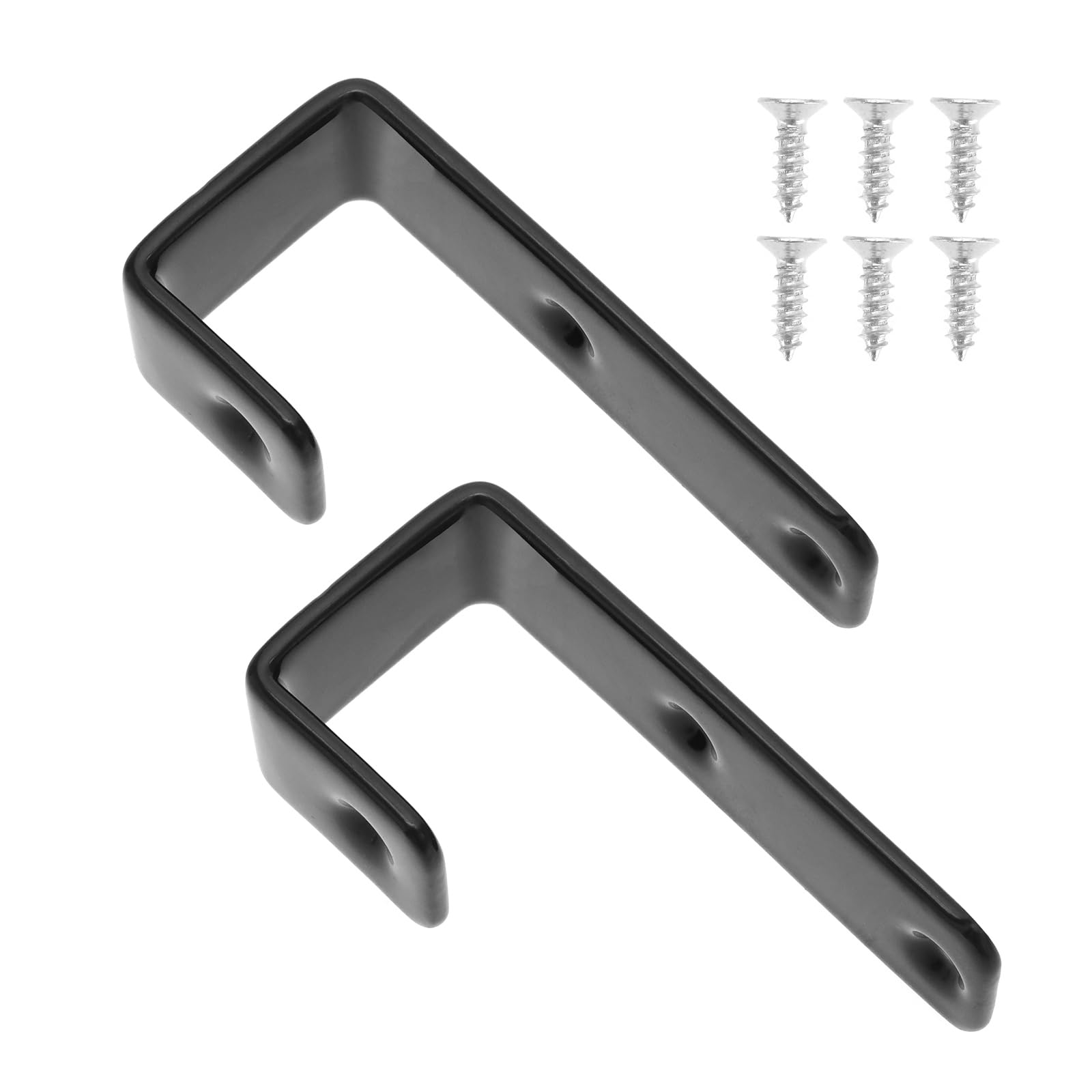 2Pcs Heavy Duty Metal J-Hooks with PVC Coating for Bunk Beds, Loft Beds and Ladders, Black