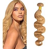 Honey Blonde Bundles Human Hair 27 Body Wave Bundles 12 inch 1 Bundle 50g Double Weft Soft Real 27 Blonde Bundle Human Hair Extensions