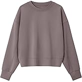 G4Free Women's Long Sleeve Crew Neck Pullover Sweatshirts Loose Fit Casual Plain Tops Junior Fall Winter Clothes (Tapue,XXL)