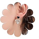 W WEILIRIAN Vintage Crystal Heart Earrings for Teen Girls Love Heart Drop Earrings Black Heart Stud Earrings Jewelry for Women Gifts