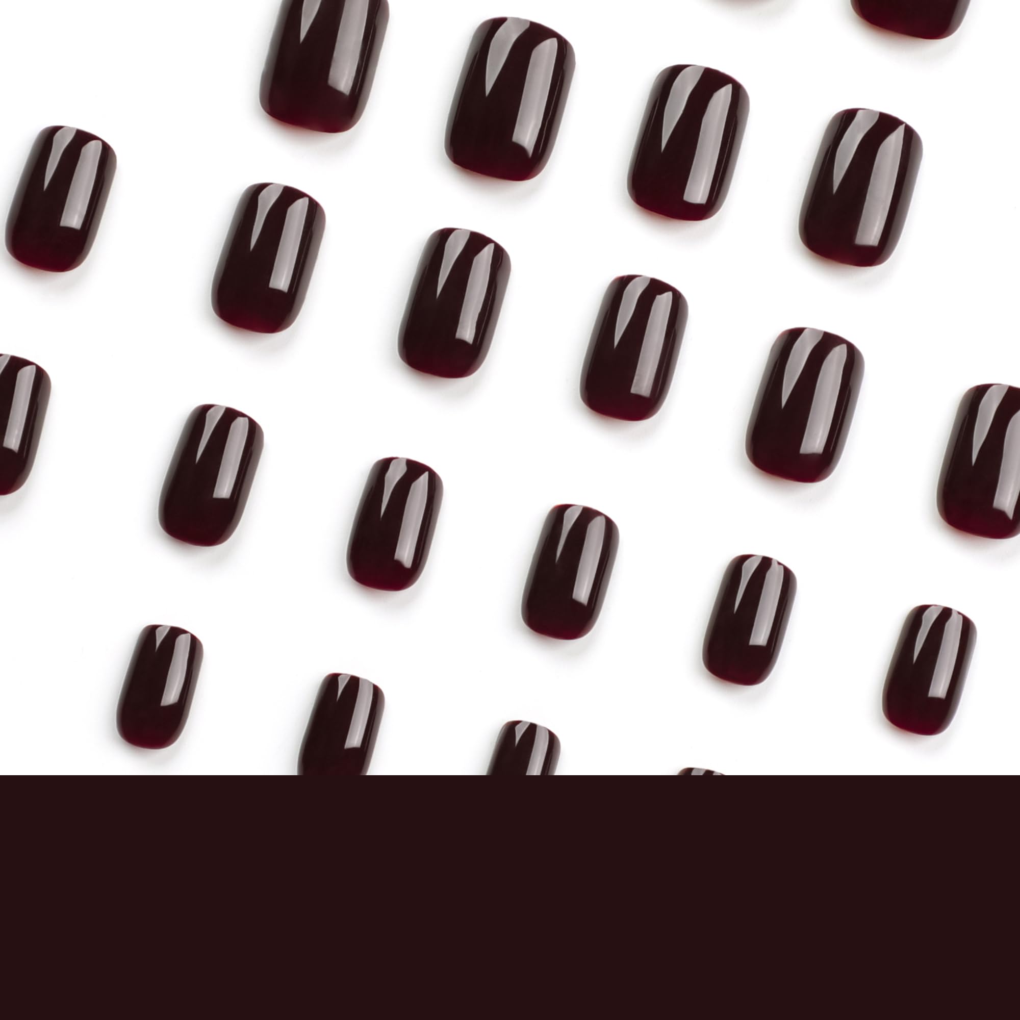 Short Press on Nails Square Shaped Fake Nails Brown False Nails Pure Dark Brown Glue on Nails Full Cover Acrylic Nails Cute Stick on Nails Simple Reusable Artificial Nails for Nail Manicure Decoration - Image 2