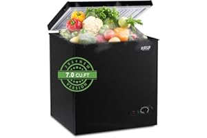 KRIB BLING Chest Freezer Krib Bling Adjustable Thermostat Compact Freezers with Removable Storage Basket for House Kitchen Garage Basement (7.0 cu.ft, Black)