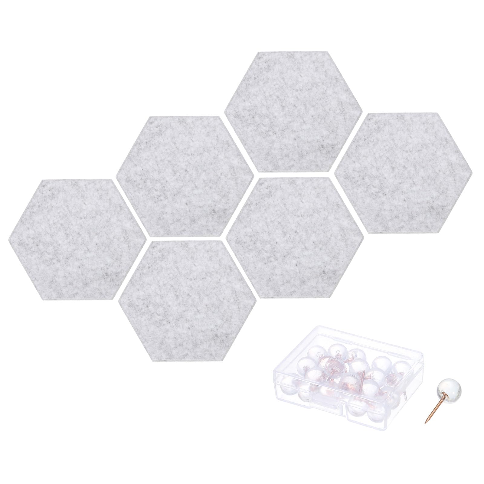 DMiotech 6 Pack 12x10 Inch Light Gray Felt Bulletin Board Memo Notice Hexagon Felt Board with Pins for Office Home Classroom Decor