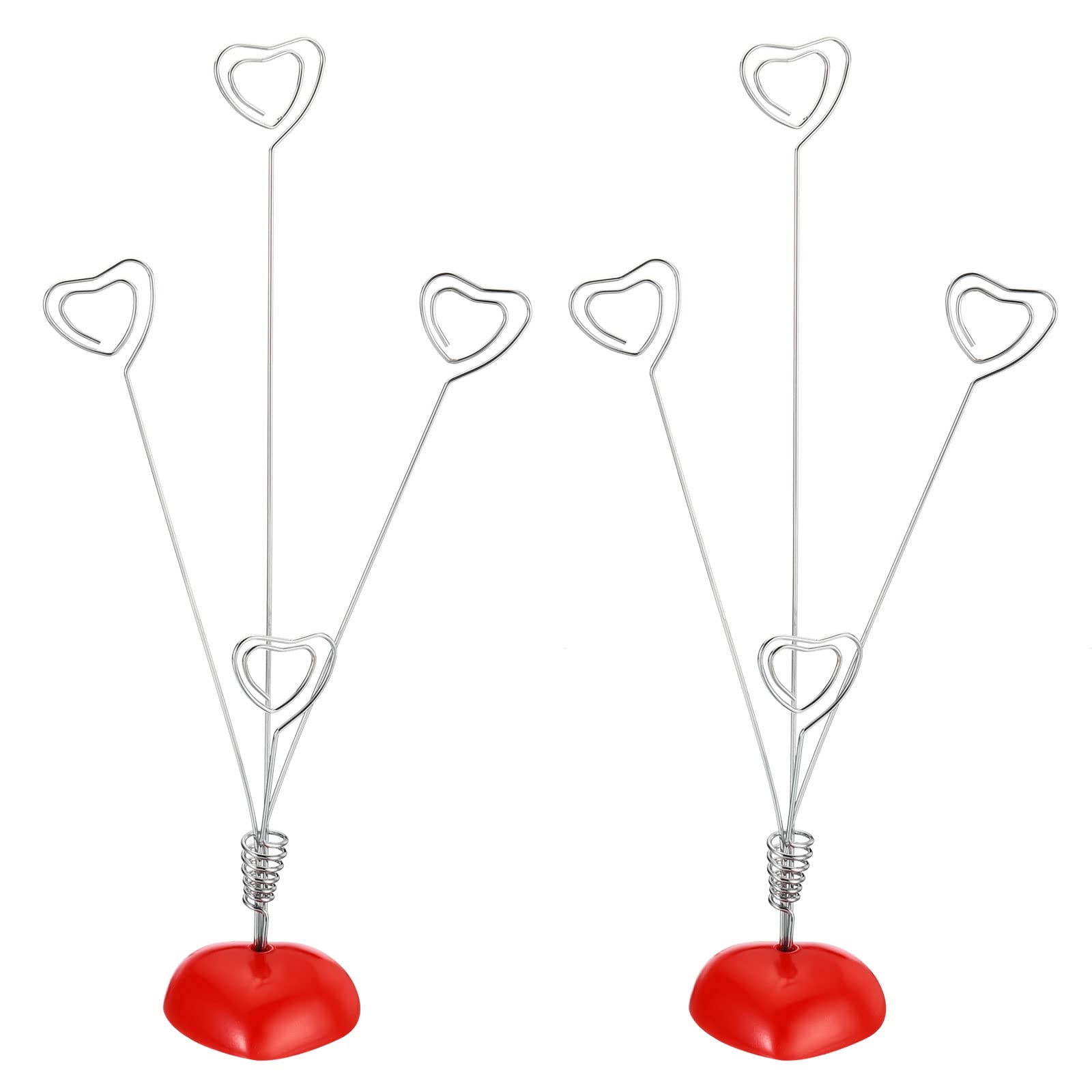 PATIKIL 2 Pack Red Metal, Resin Table Card Holder, Modern In Line Form, Heart Shape, 46 x 50 x 260mm