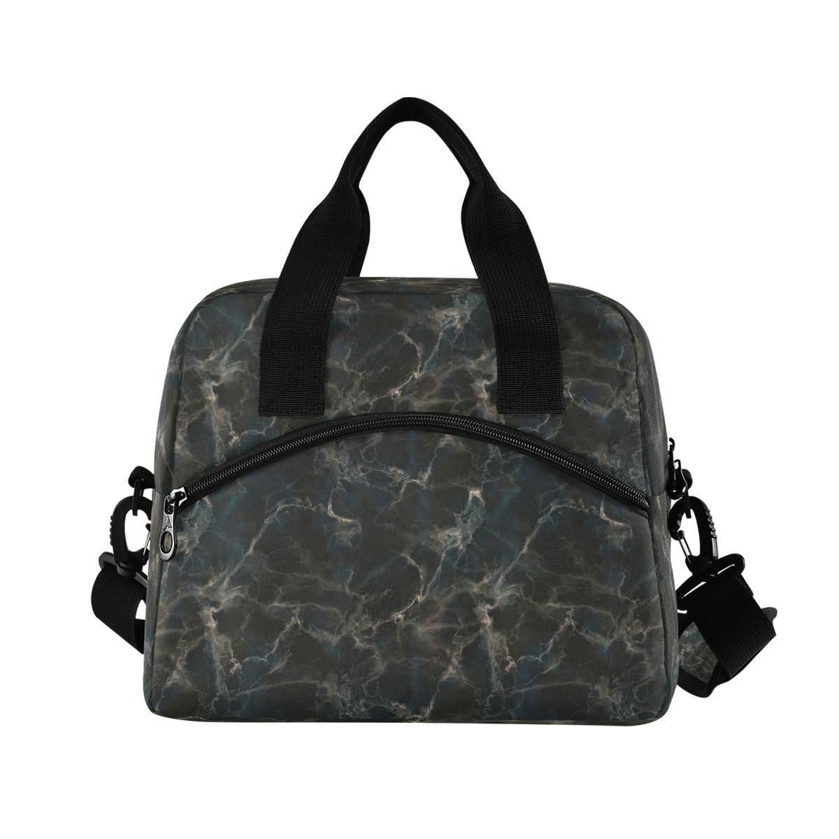 ALAZA Lunch Bags for Women Girls Boys, Marble Insulated Lunch Box with Shoulder Straps and Handle, Crossbody Tote Lunch Bag for School Office